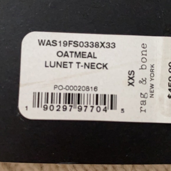 Rag & Bone Oatmeal Lambswool Turtleneck - new with tags - Picture 4 of 4